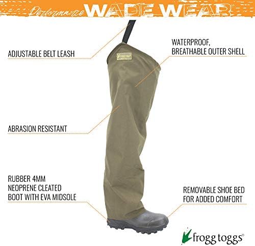 FROGG TOGGS Brush Hogg Heavy-Duty Nylon Bootfoot Hip Waterproof Fishing Wader for Fishing, Cleated Outsole - Image 2