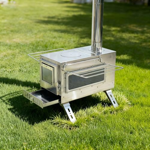 Hot Tent Stove, unho Wood Burning Stove, Portable Wood Stove with 6 Stainless Chimney Pipes for Outdoor Heating & Cooking, Ice Fishing, Hunting,Winter Warmth - Image 3