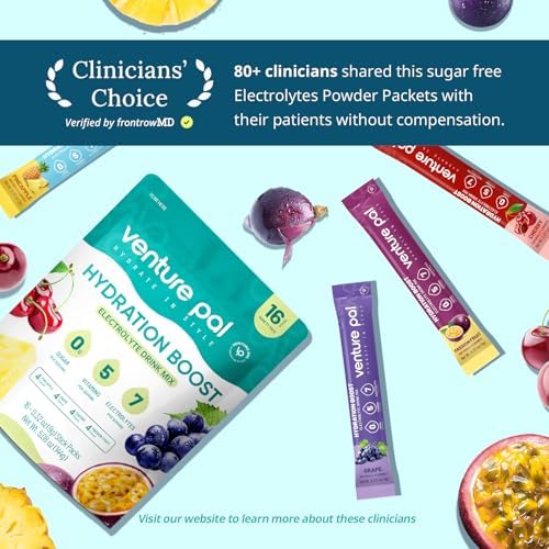 Venture Pal Sugar Free Electrolyte Powder Packets - Liquid Daily IV Drink Mix for Rapid Hydration & Party Recovery | 5 Vitamins & 7 Electrolytes| Keto Friendly | Non-GMO | Certified Vegan | 16 Sticks - Image 5